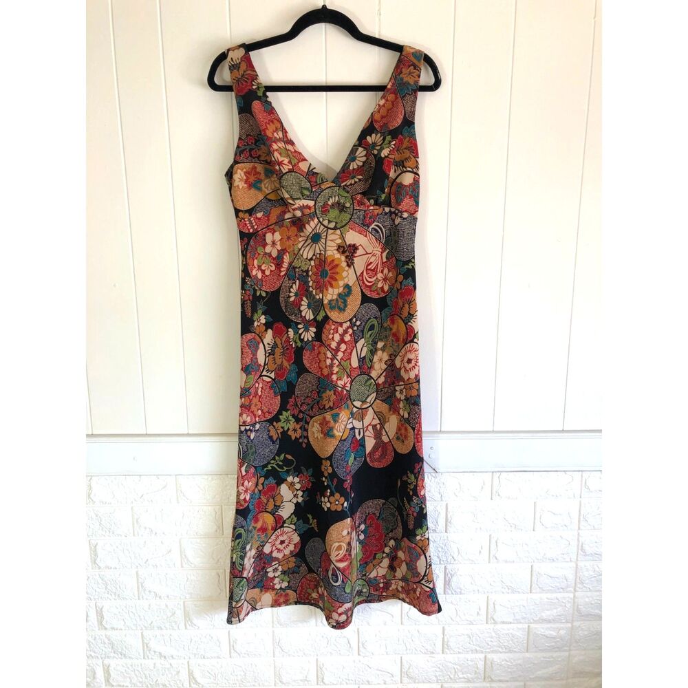 Vintage Melissa M Made in USA Y2K Floral Midi Slip Dress Rayon Whimsigoth Size M